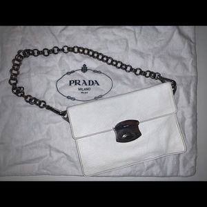 Authentic Prada mini baguette pochette deerskin